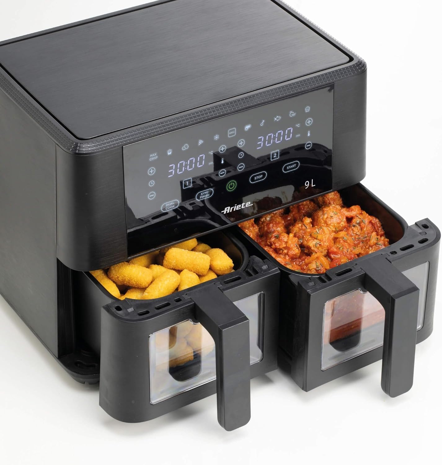 سرخ کن بدون روغن آریته ایتالیا مدل Ariete 4631 | دو سبد مستقل | ظرفیت ۹ لیتر | مشکی